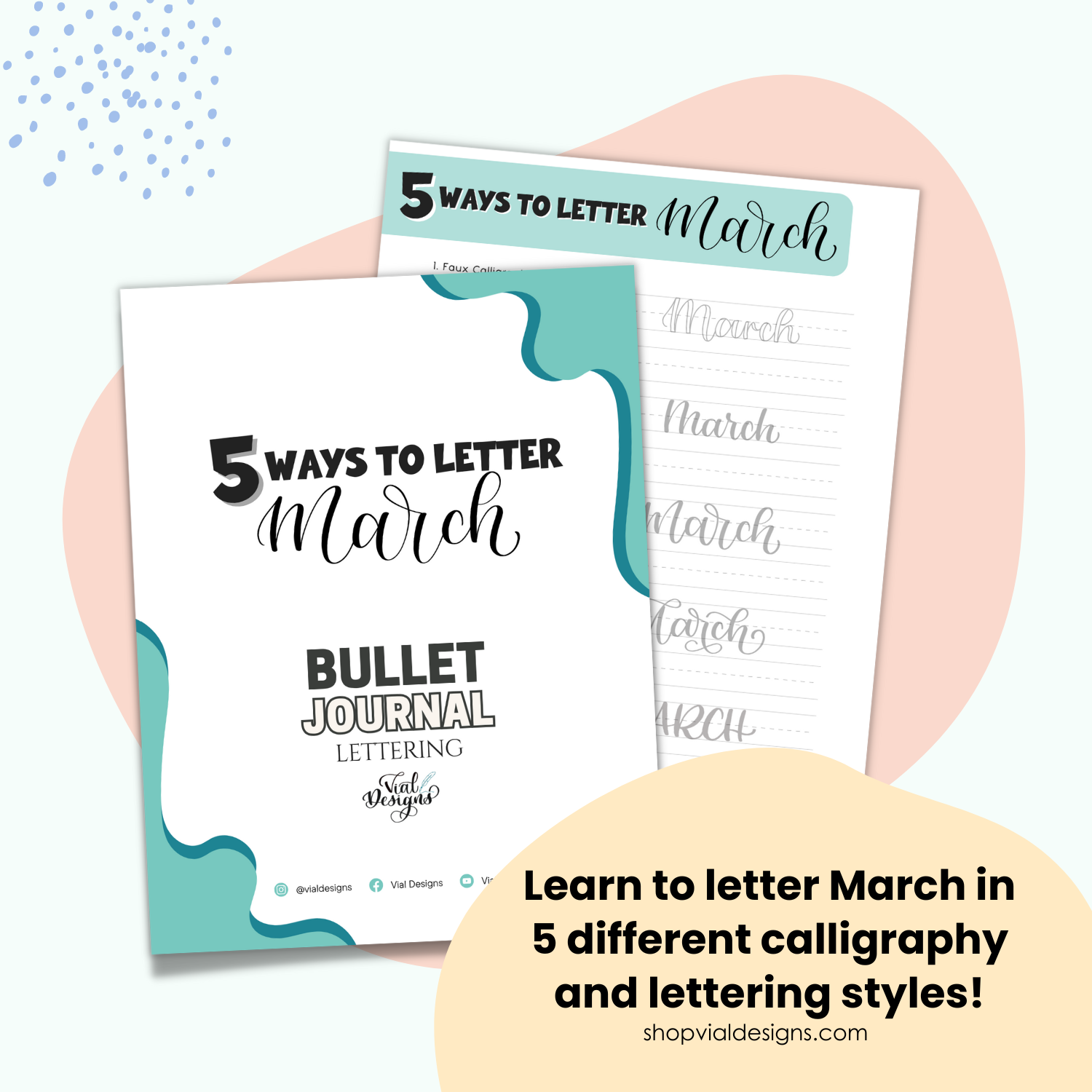 5 Ways to Letter March - Bullet Journal Lettering | INSTANT DOWNLOAD