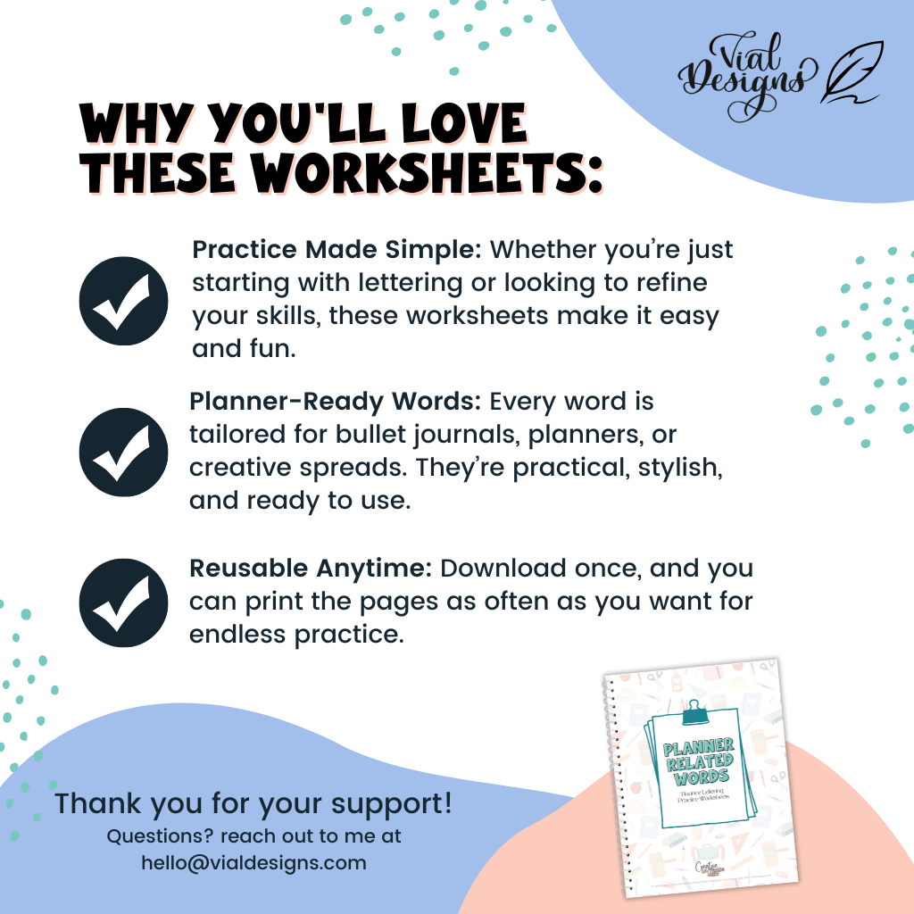 planner ready bounce lettering worksheets