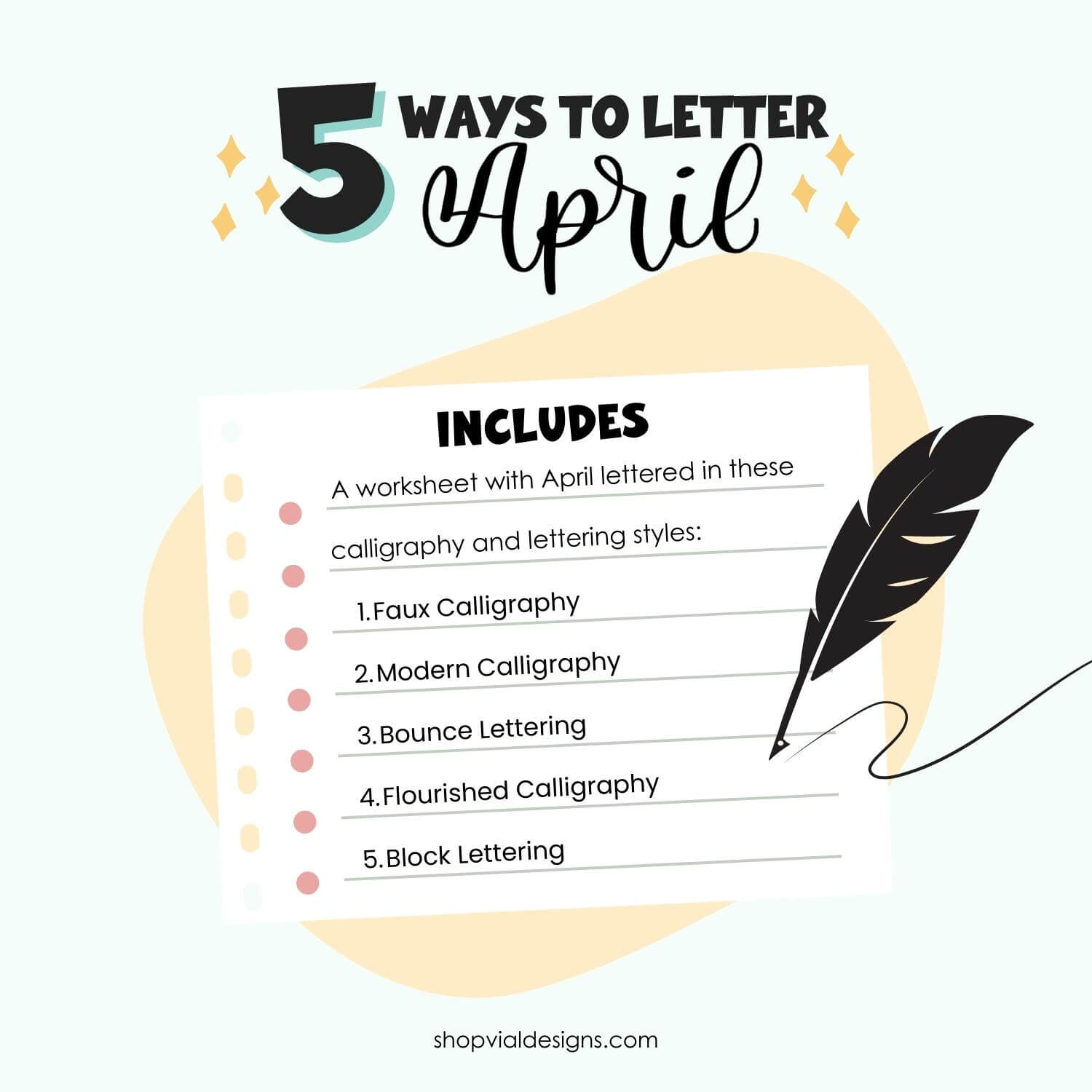5 Ways to Letter April - Bullet Journal Lettering | INSTANT DOWNLOAD