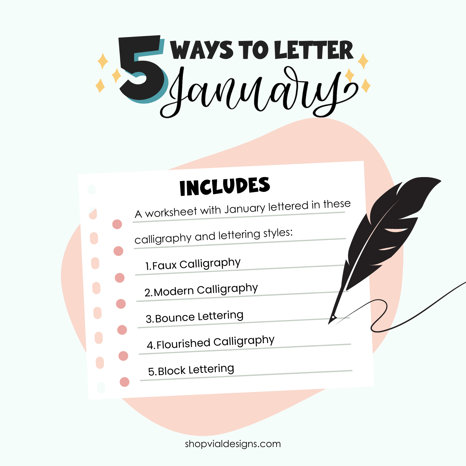 5 Ways to Letter January - Bullet Journal Lettering | INSTANT DOWNLOAD