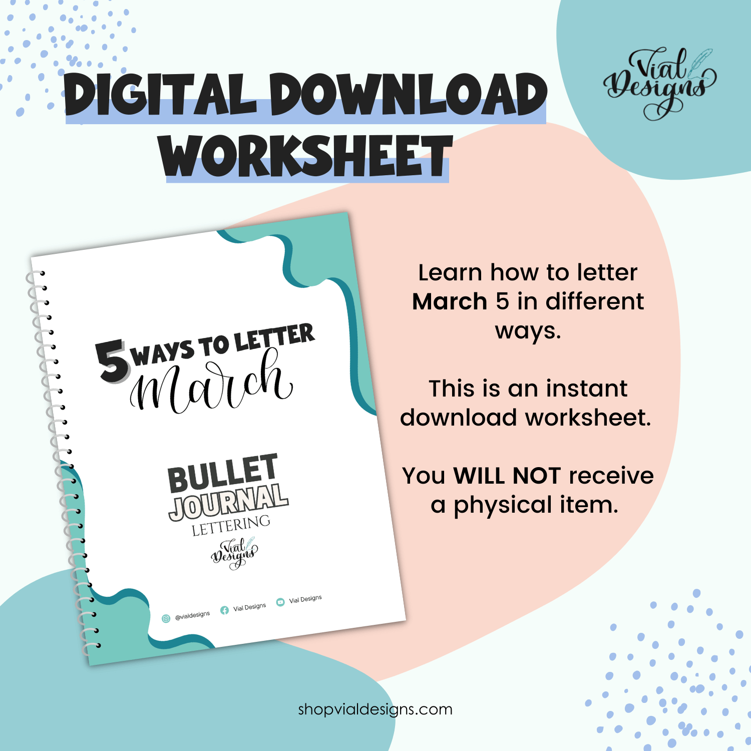 5 Ways to Letter March - Bullet Journal Lettering | INSTANT DOWNLOAD