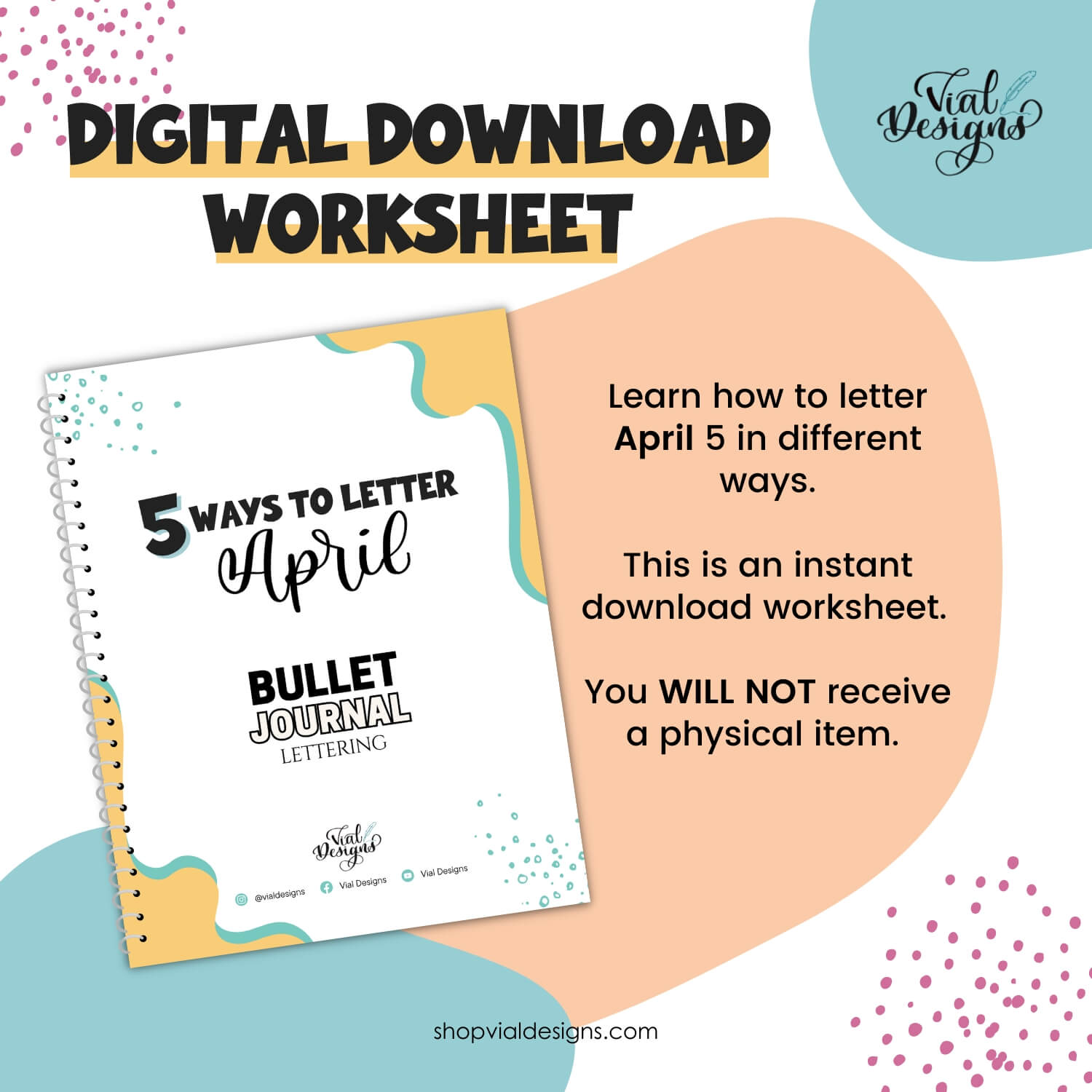 5 Ways to Letter April - Bullet Journal Lettering | INSTANT DOWNLOAD