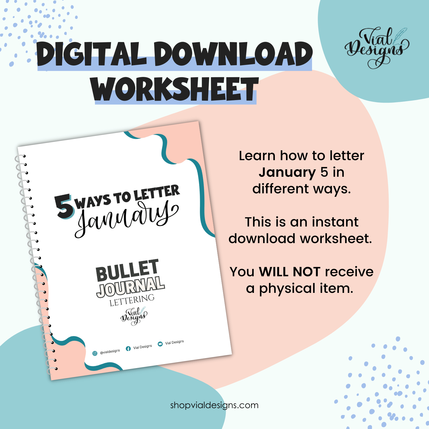 5 Ways to Letter January - Bullet Journal Lettering | INSTANT DOWNLOAD