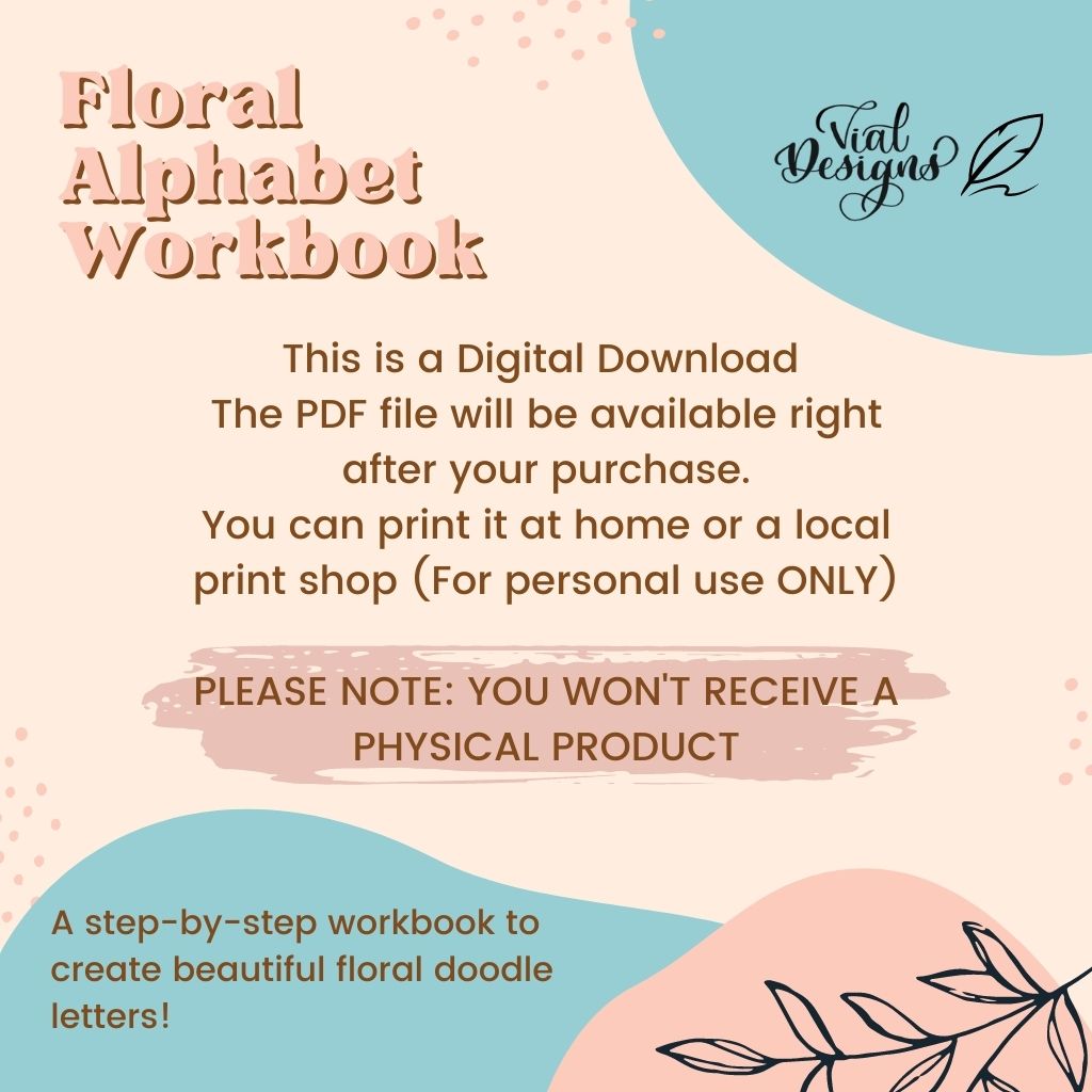 Digital download PDF for the Floral Alphabet Workbook