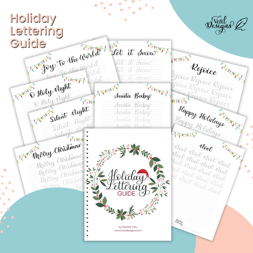 Holiday Lettering Guide | 25 Days of Christmas Lettering Phrases | INSTANT DOWNLOAD