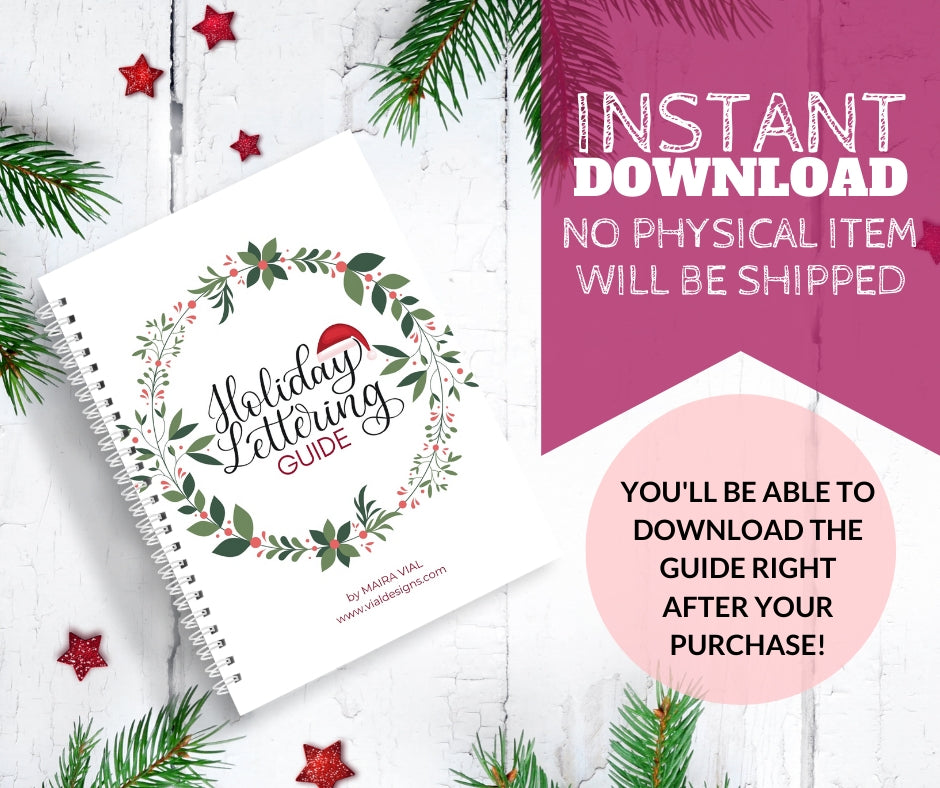 Holiday Lettering Guide | 25 Days of Christmas Lettering Phrases | INSTANT DOWNLOAD