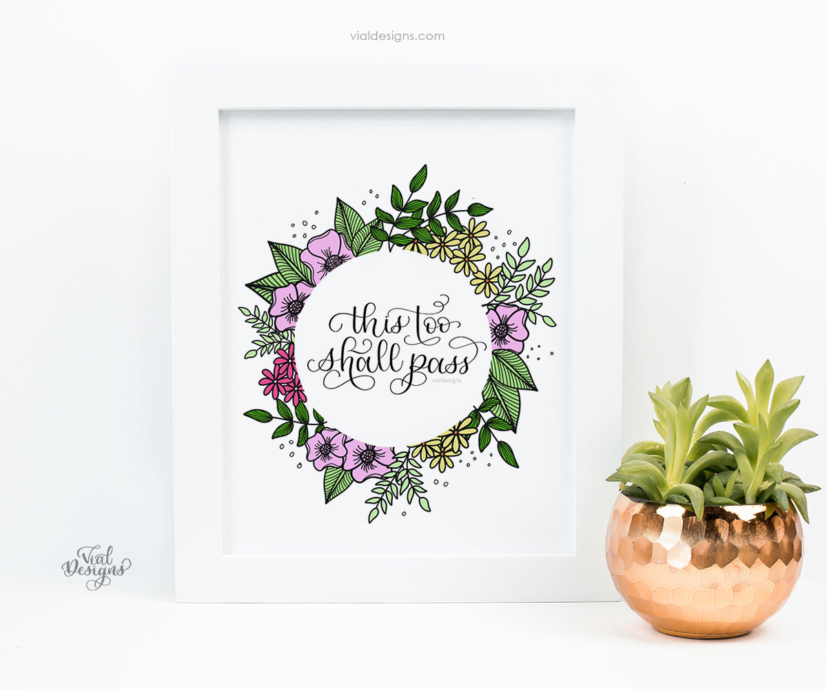 This Too Shall Pass Lettering and Coloring Practice Worksheets | INSTANT DOWNLOAD