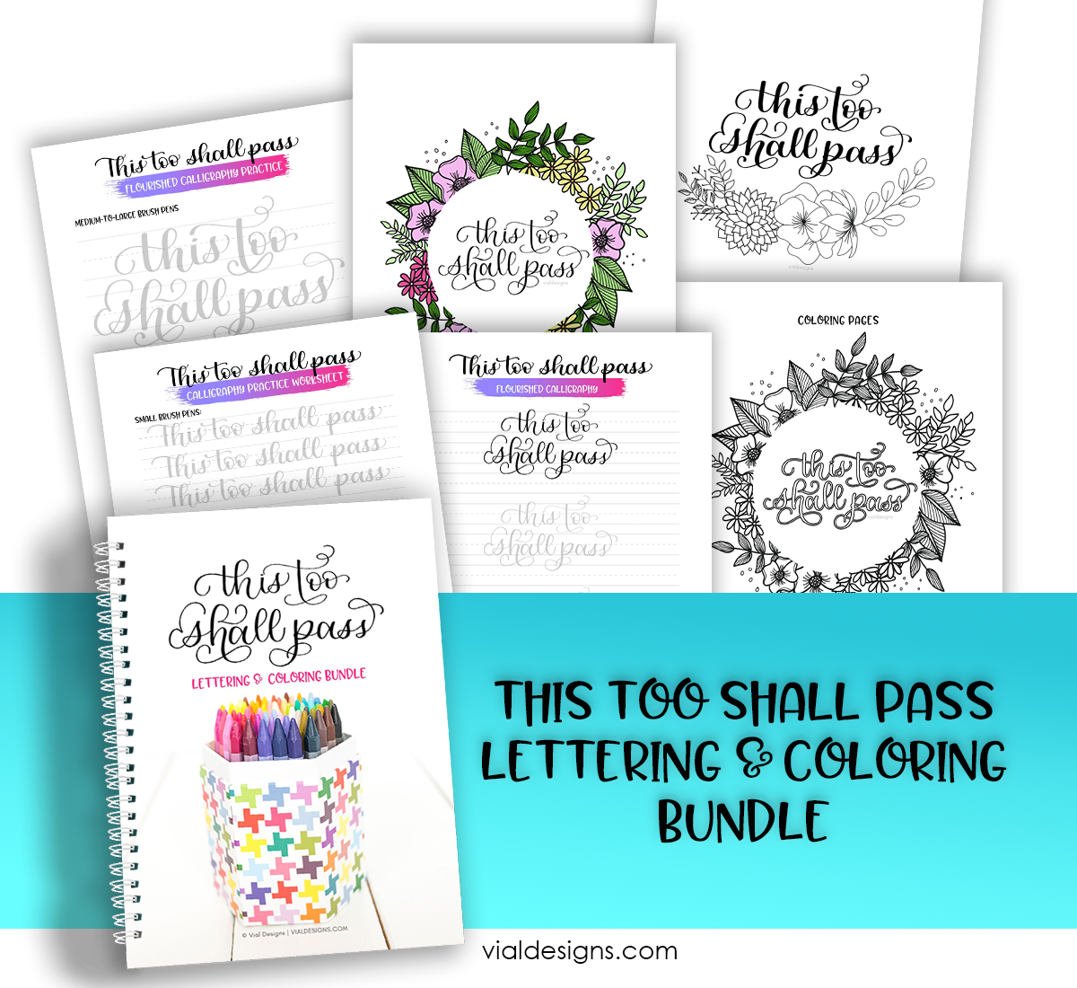 This Too Shall Pass Lettering and Coloring Practice Worksheets | INSTANT DOWNLOAD