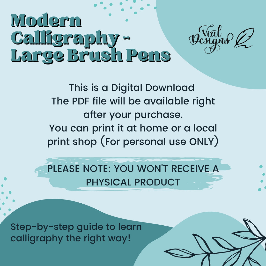 modern calligraphy using large brush pens - workbook for beginners