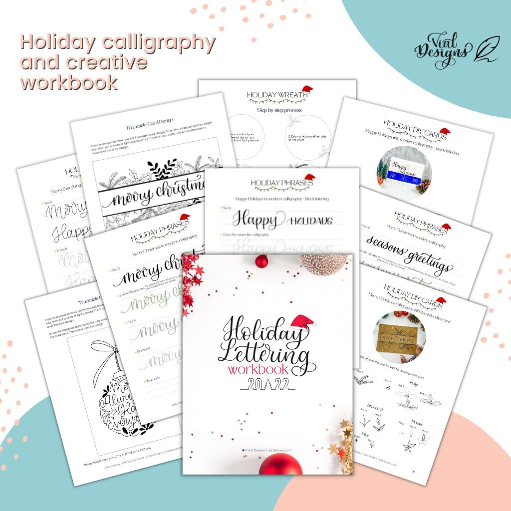 holiday calligraphy and hand lettering worksheets