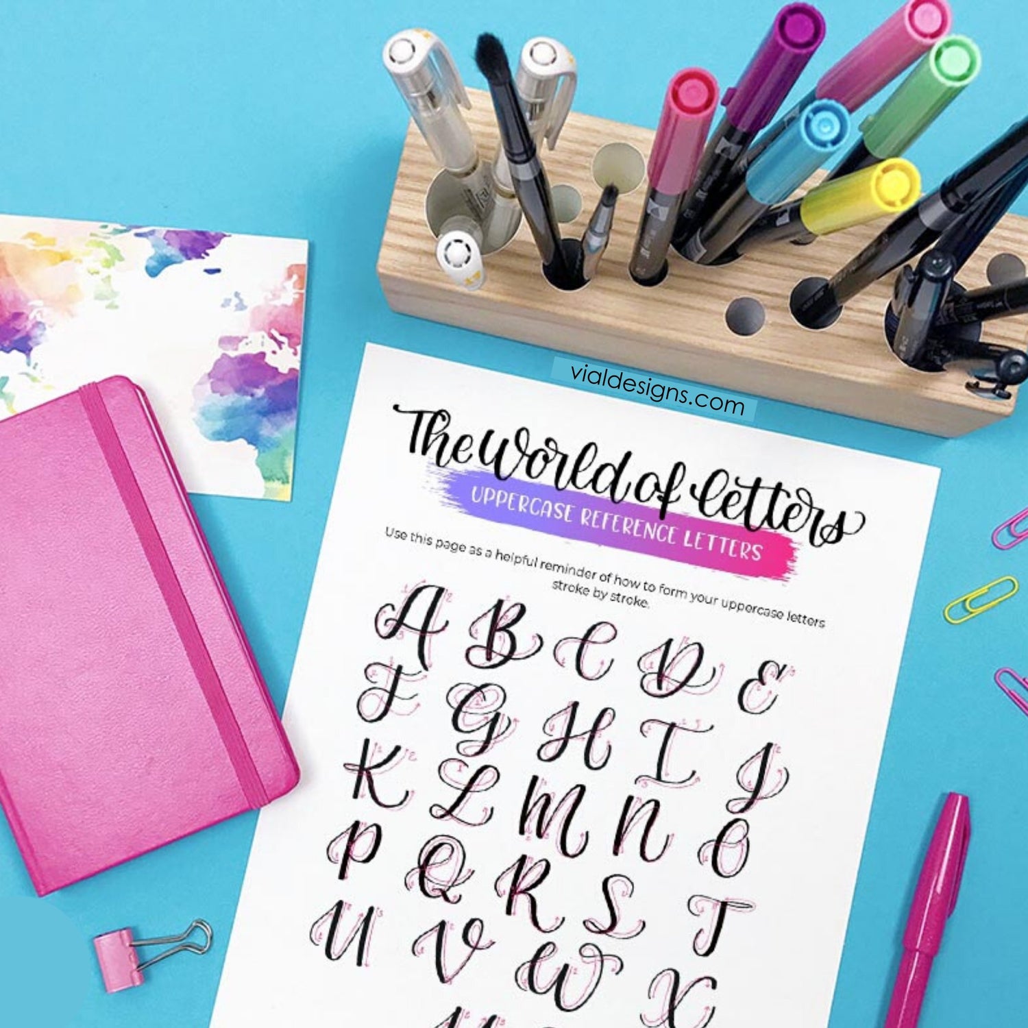 hand lettering for beginners uppercase alphabet displayed by vial designs
