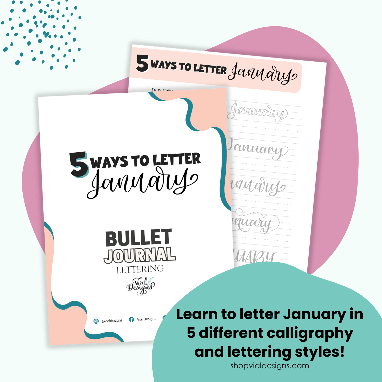 5 Ways to Letter January - Bullet Journal Lettering | INSTANT DOWNLOAD