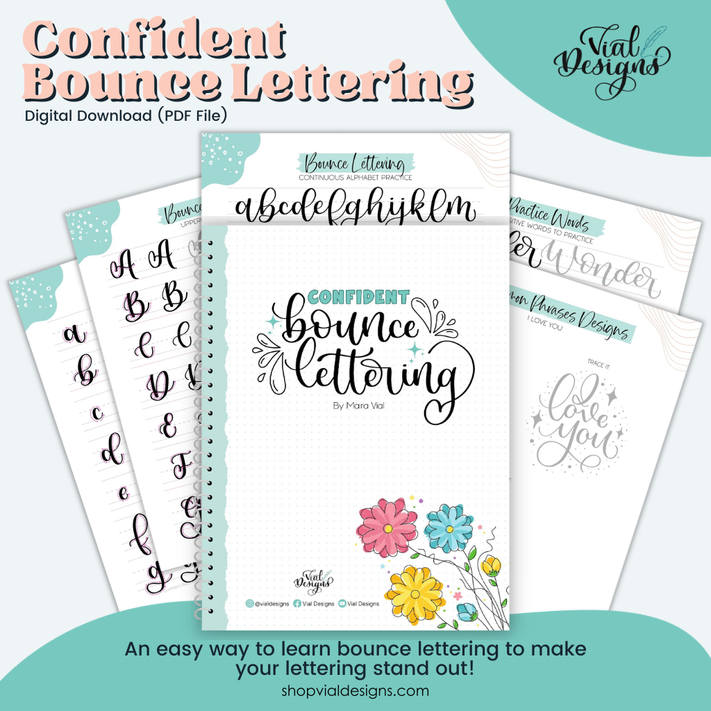 Confident Bounce Lettering Workbook for Beginners | INSTANT DOWNLOAD