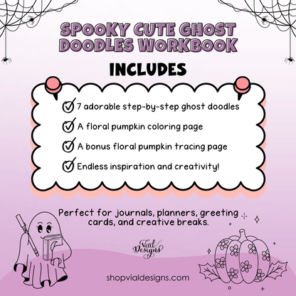 everything included inside the cute ghosts doodles for beginners