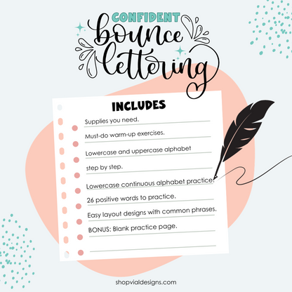 Confident Bounce Lettering Workbook for Beginners | INSTANT DOWNLOAD