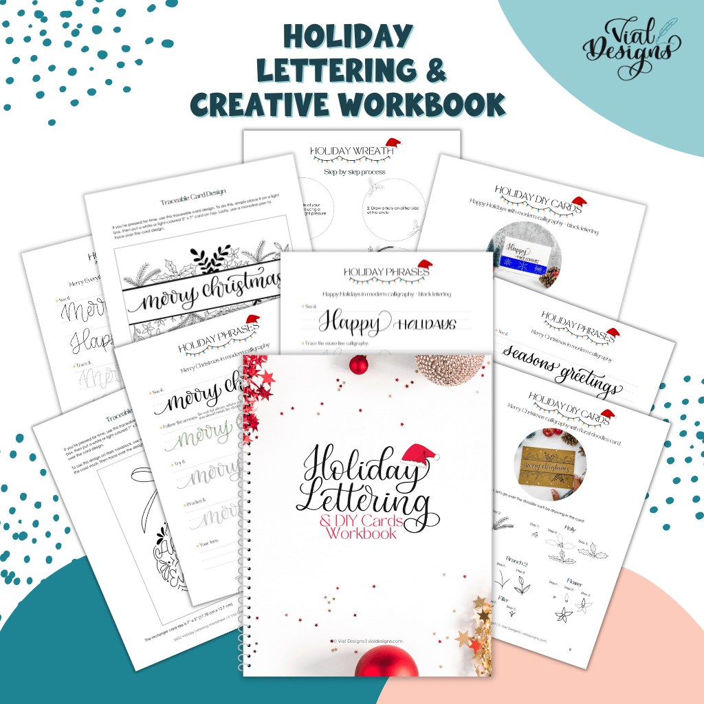 Christmas Calligraphy and DIY Cards Workbook instant download