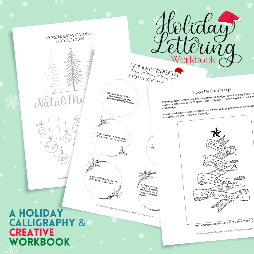 easy DIY holiday lettering card traceables