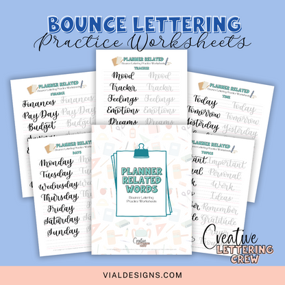 Bounce Lettering Practice Worksheets – 100+ Planner Words to Perfect ...