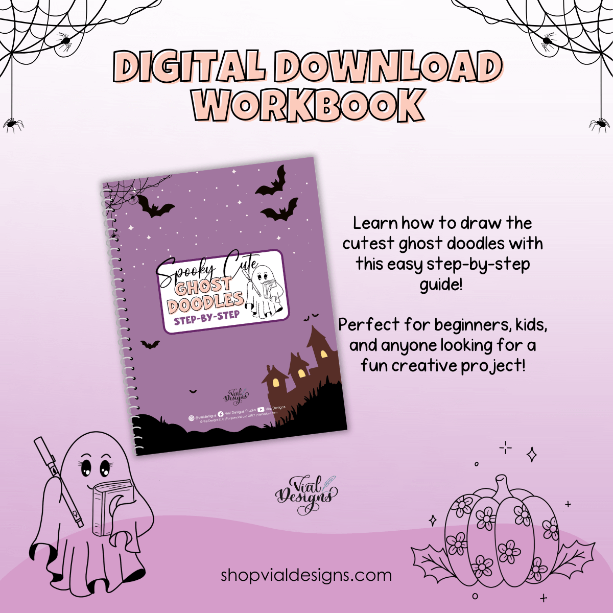 digital download halloween ghost doodles workbook perfect for beginners