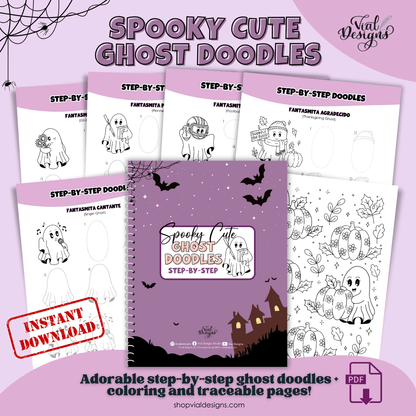 adorable ghost doodles step-by-step workbook displayed