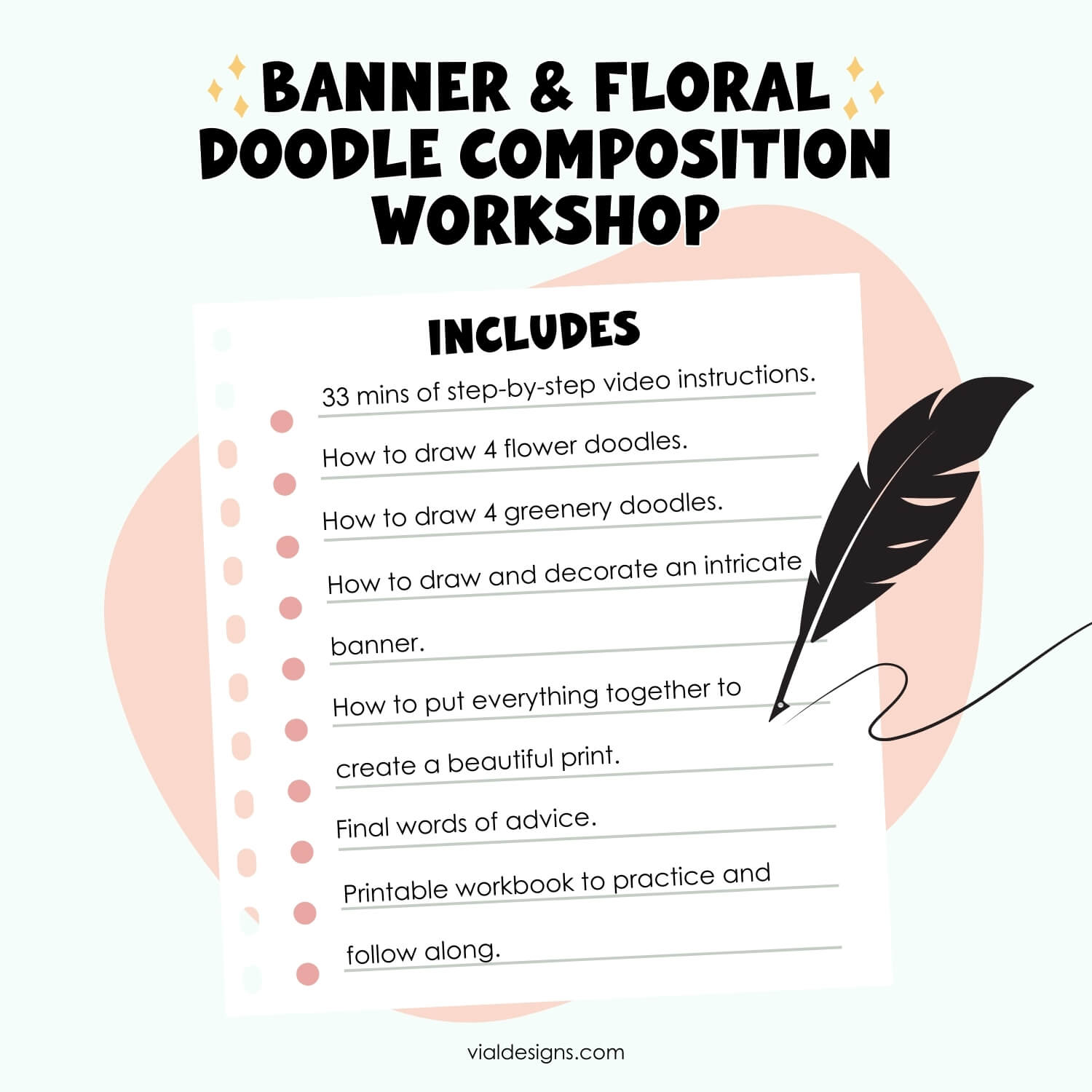 banner and floral doodle composition workshop course details