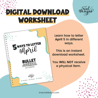 5 Ways to Letter April - Bullet Journal Lettering | INSTANT DOWNLOAD
