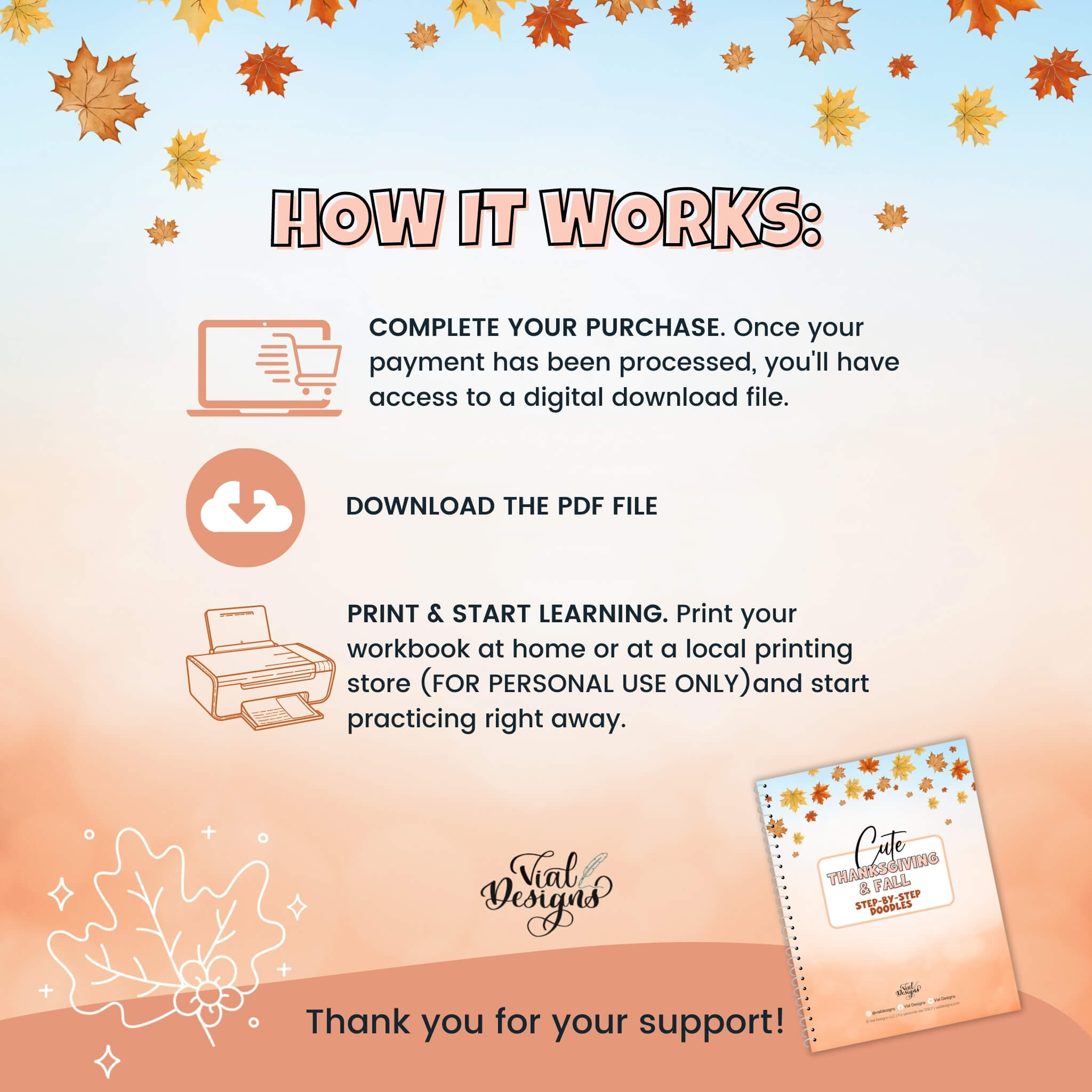 how to download and access your Fall doodle workbook