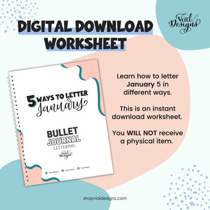 5 Ways to Letter January - Bullet Journal Lettering | INSTANT DOWNLOAD