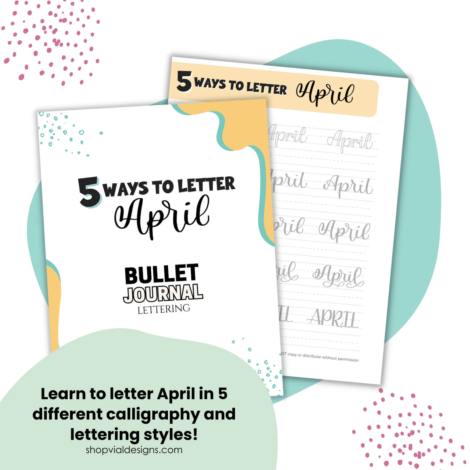 5 Ways to Letter April - Bullet Journal Lettering | INSTANT DOWNLOAD