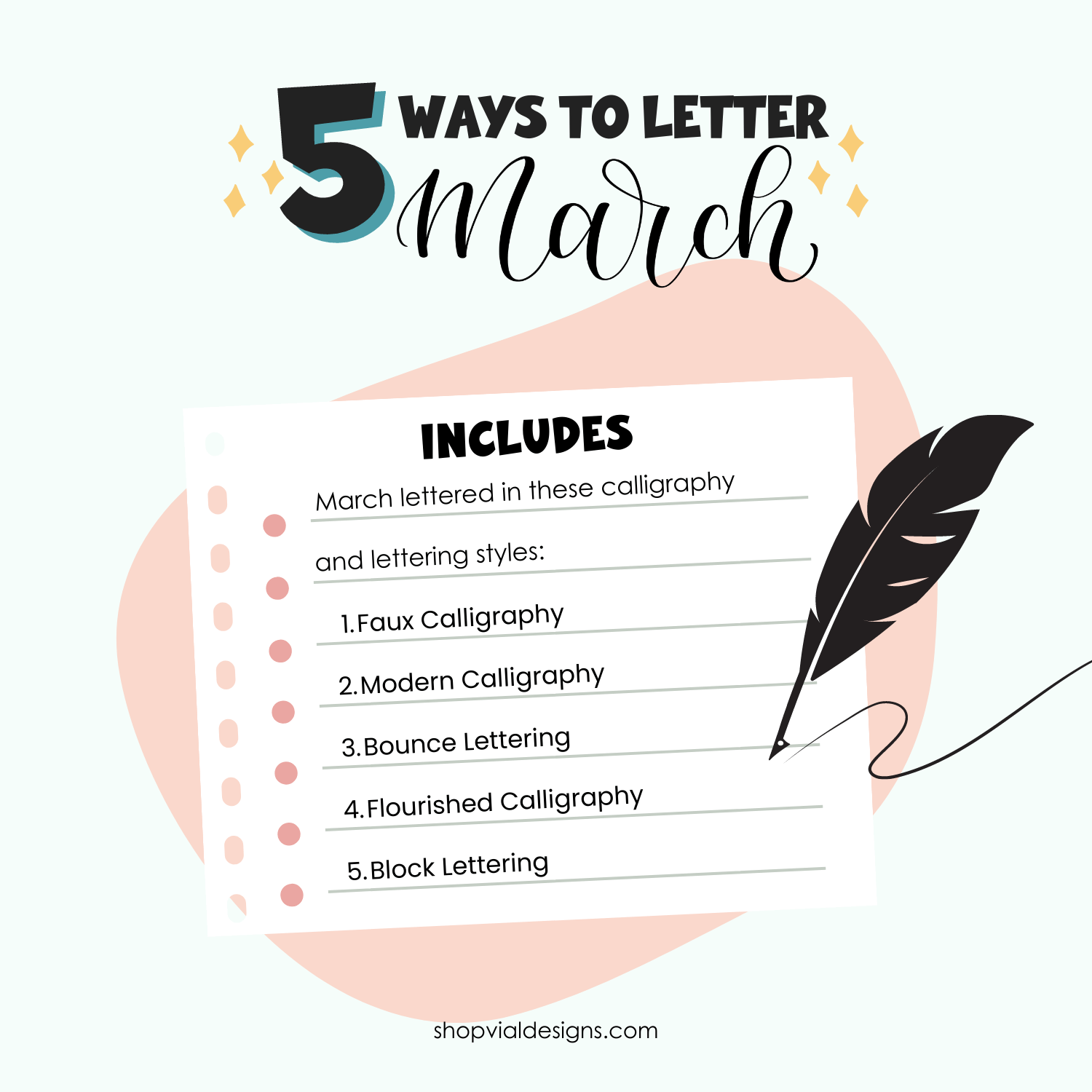 5 Ways to Letter March - Bullet Journal Lettering | INSTANT DOWNLOAD
