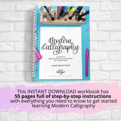 large brush pens modern calligraphy for beginners instant download workbook