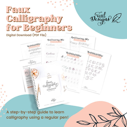 Faux calligraphy workbook for beginners-digital download