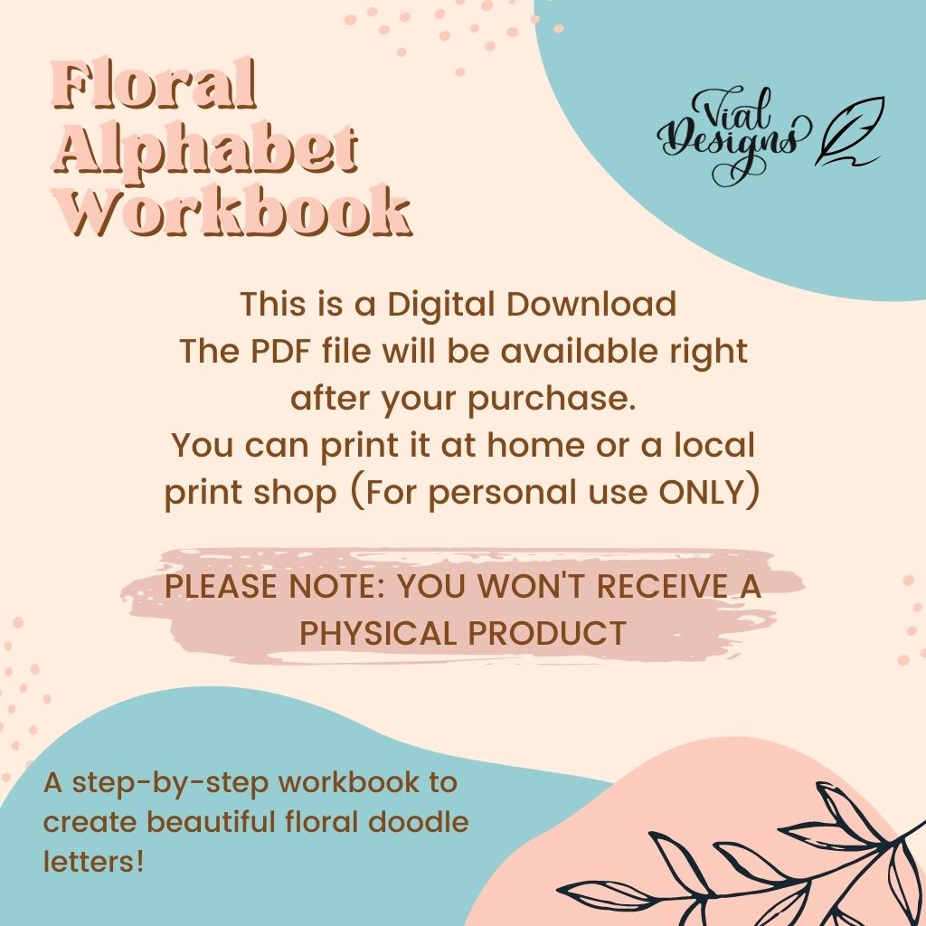 Digital download PDF for the Floral Alphabet Workbook 