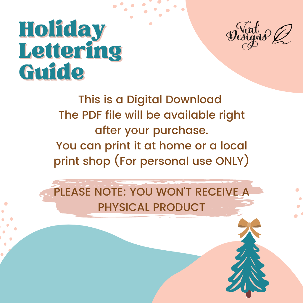 Holiday Lettering Guide | 25 Days of Christmas Lettering Phrases | INSTANT DOWNLOAD