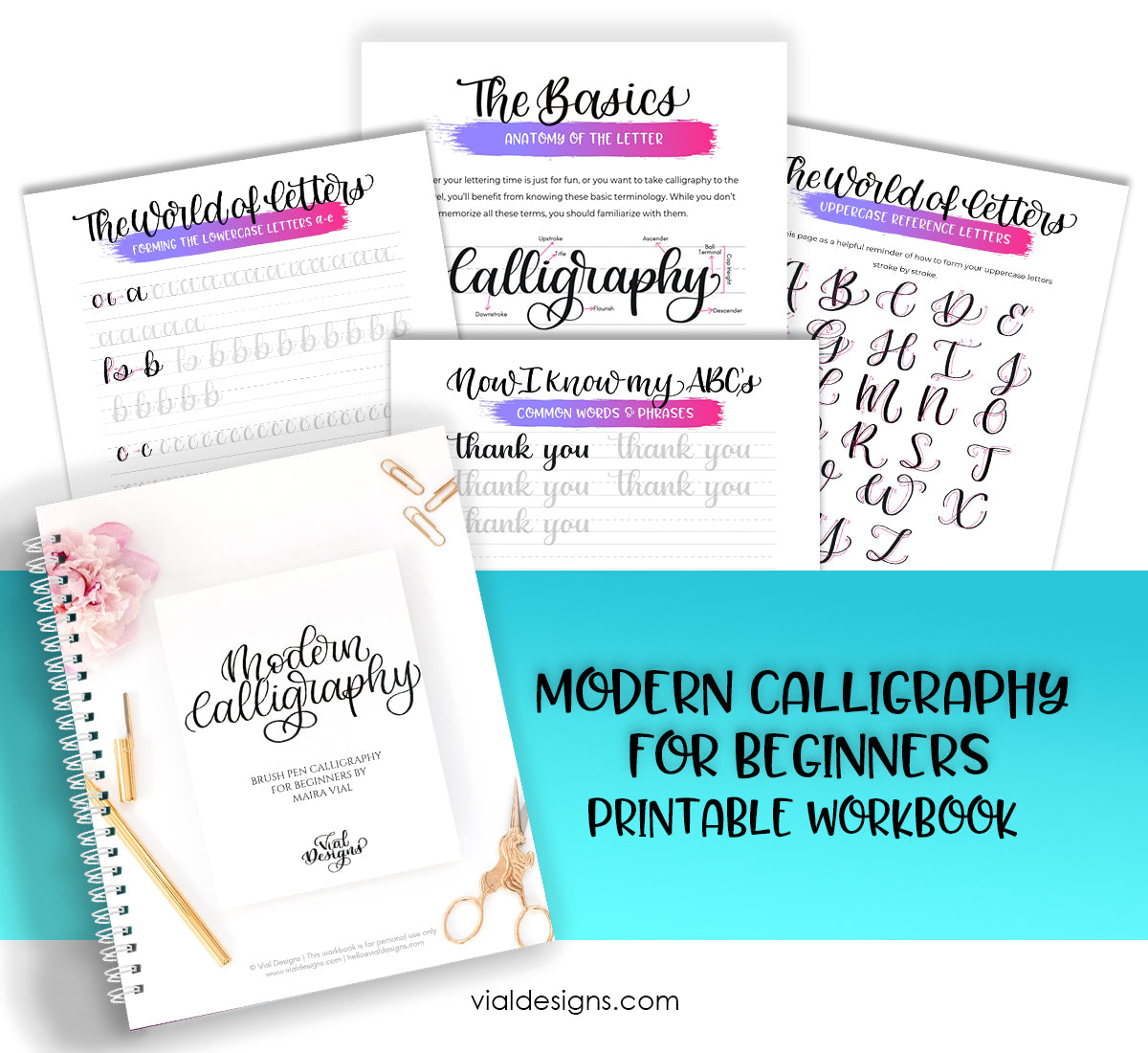 Modern Calligraphy for Beginners Workbook instant download