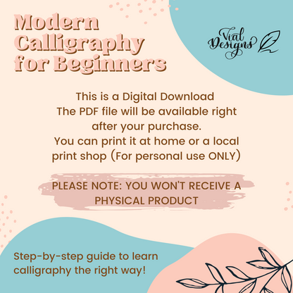 this modern calligraphy for beginners workbook is a digital download PDF