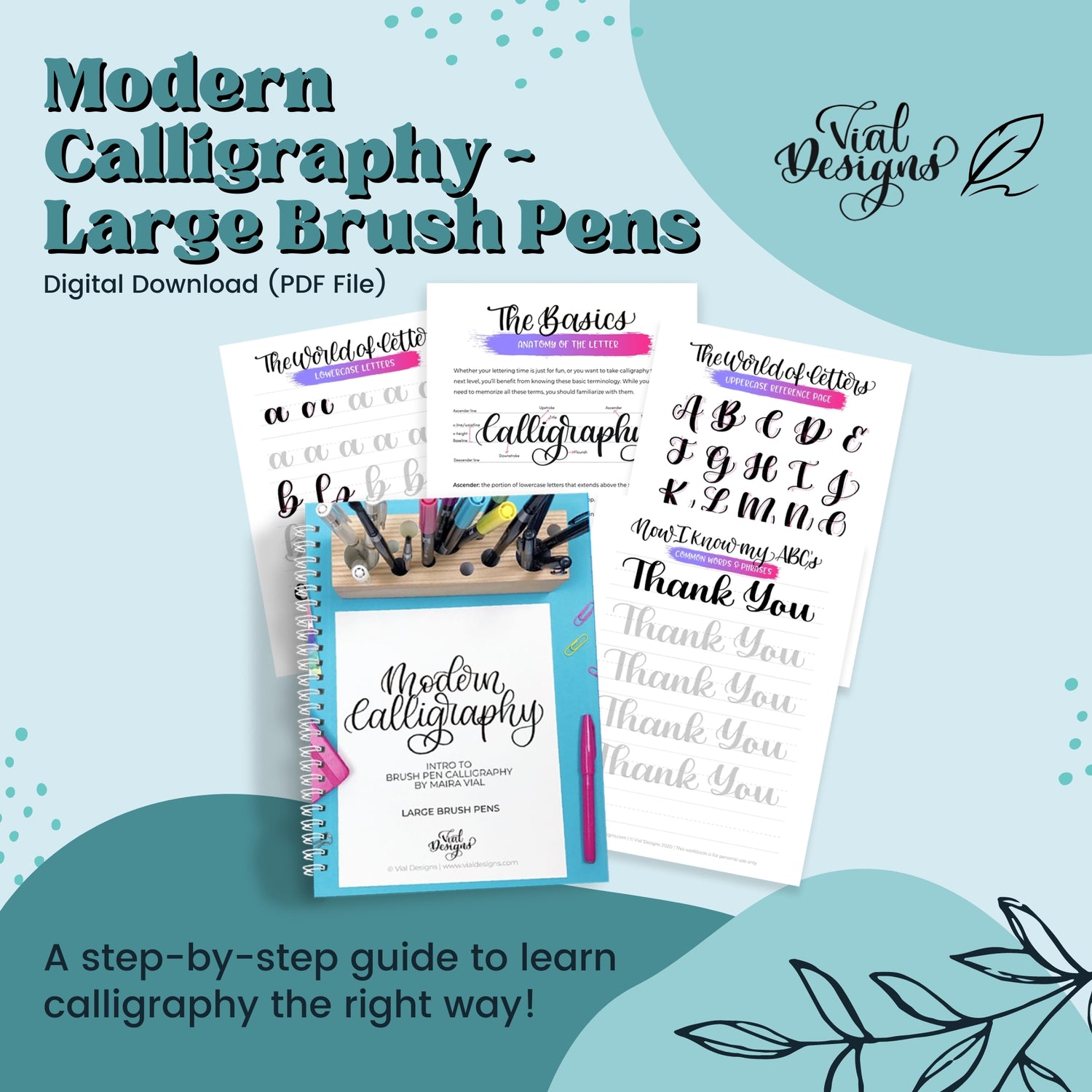 Learn How to Brush Letter Modern Brush Calligraphy Workbook - *DIGITAL
