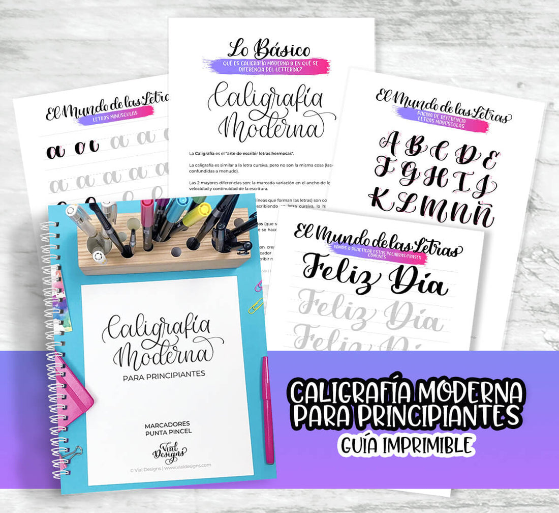 Guía De Caligrafía Moderna para Principiantes | Aprende Caligrafía Moderna Paso a Paso | Lettering en Español | Descarga Instantánea