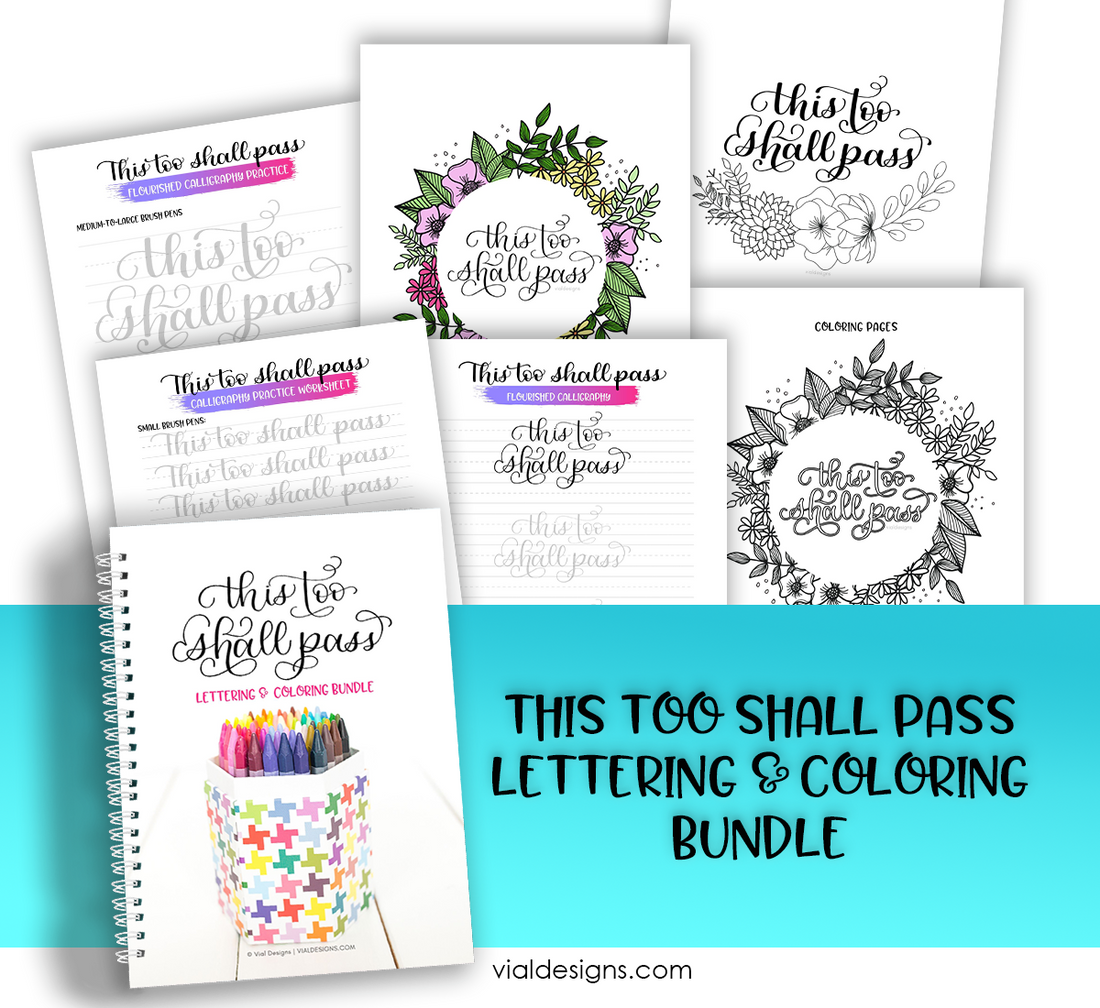 This Too Shall Pass Lettering and Coloring Practice Worksheets | INSTANT DOWNLOAD